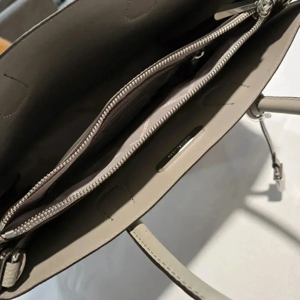 Michael Kors Mercer Large Convertible Pearl Grey Leather Tote Bag - Picture 13 of 16